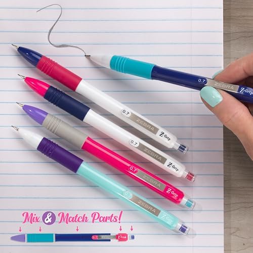 Zebra Pen Z-Grip Mechanical Pencil, 0.7mm #2 HB, Blue Barrels, 10-Pack