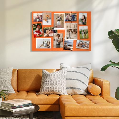 MaxGear Felt Bulletin Board 36" x 24", Orange Felt Wall Tiles Push Pins