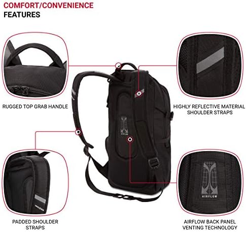 SwissGear 3598 Backpack, Narrow Daypack, Ideal for Commuting and College