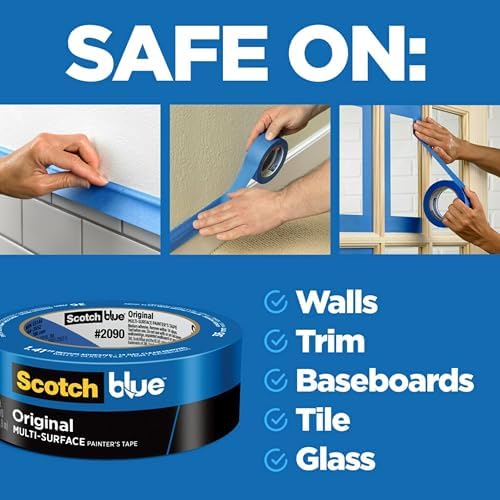 ScotchBlue Original Multi-Surface Painters Tape, 2 Inch Wide (1.88 in. x 60 Yds), 6 Rolls, Blue Paint Tape Protects Surfaces and Removes Easily, Masking Tape for Indoor and Outdoor Use (2090-48SC6)