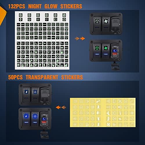 Nilight 2 Gang Rocker Switch Box w/Voltmeter PD Type C and USB Socket