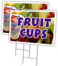 Fruit Cups 2 Pack of 12" x 16" Yard Sign & Stake | Advertise Your Business | Stake Included Image On Front Only | Made in The USA