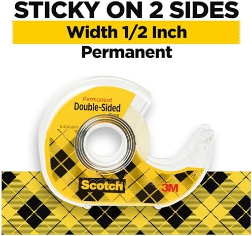 Scotch Double Sided Tape, 1/2 in x 500 in, 6 Dispensered Rolls (Pack of 16, 96 Count Total)