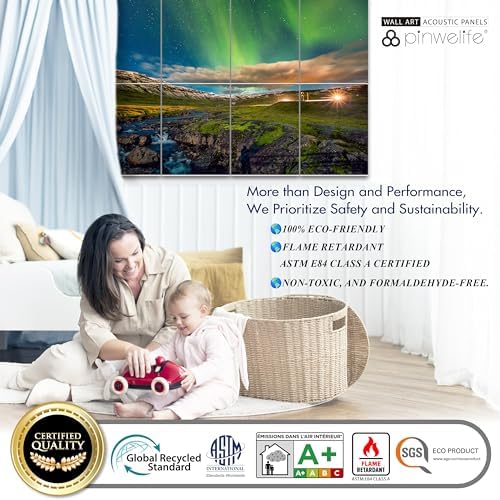 PINWELIFE® Masterpiece Acoustic Art Panels, 8-Pack 12"×16" Sound Absorbing Panels, Decorative Acoustic Wall Art, Noise and Echo Cancelling for Home Studio/Office, Nano Tape Included
