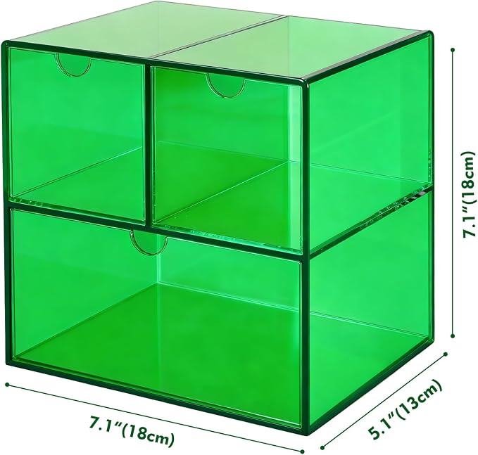 Gelite Desk Organizer with 3 Storage Drawers for Makeup Office Acrylic Desktop Drawer Organizer for Vanity Office Organization and Storage Box, Emerald Green