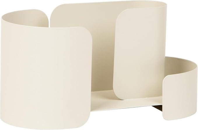 Mind Reader Hanging Accessory Organizer, Adhesive Wall-Mounted Shelf with Hooks for Home, Office, Dorm, or Bathroom, Metal, Tan
