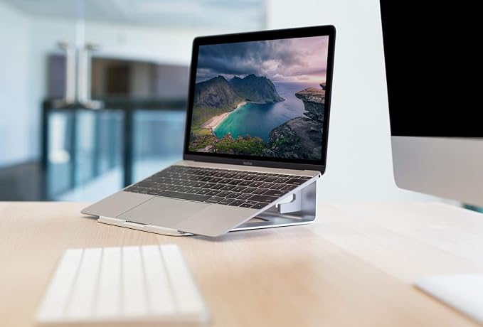 Mount-It! Vertical Laptop Stand for Desk, 2-in-1 Aluminum Laptop Holder & Angled Riser for 11–15 Inch Laptops, Space-Saving Laptop Dock for External Monitor Setup, Silver