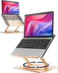 Aoviho 360° Rotating Laptop Stand for Desk | Adjustable, Foldable, Portable Aluminum Ergonomic Riser | Compatible with MacBook, Dell, HP & All Laptops 10-16 inch | Gold