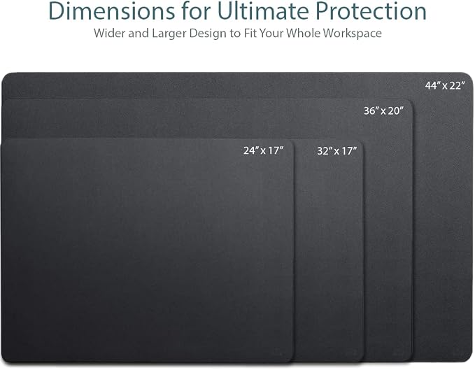 Vine Creations Leather Desk Mat Large 44" x 22", Desk Protector Mat, PU Leather Desk Pad, Large Mouse Pad, Desk Blotter, Desk Pads on Top of Desks, Desk Matt for Desktop, Office Desk Mat (Black)