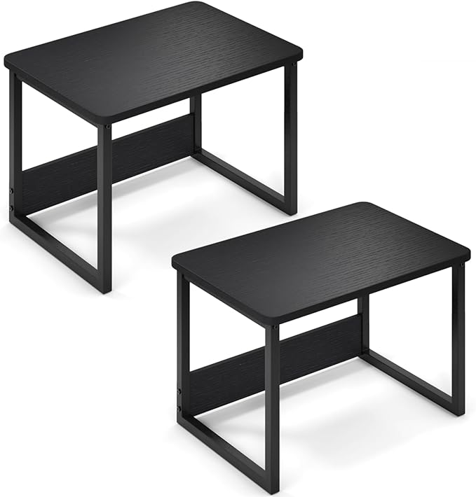 MARTY Desktop Printer Stand 2 Pack Printer Stand with Storage for Desk, Shelf Organzier for Home/Office Printer Riser Under Desk Small Table for Fax Machine Scanner(Black)