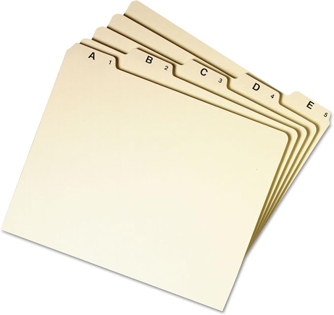 Smead 50176 Recycled Top Tab File Guides, Alpha, 1/5 Tab, Manila, Letter (Set of 25)