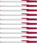 DISCOUNT PROMOS Value Stick Pens Set of 10, Bulk Pack - Blue Ink, Great for Office, School, Business, Tradeshows, Events - Burgundy Cap
