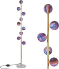 Hsyile Modern Creative Floor Lamp for Living Room,Bedroom,Office,Globe High Pole Standing Lamp, Tree Lamp (Gold&Colored Shade)