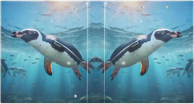 SPRIPORT Penguins Under The Water 1.5 Inch 3 Ring Binder Holds 200 Sheets for Office Supplies Durable PVC Round Ring Binder with Interior Clear Pockets Binder Organizer for Woman Man Home Work