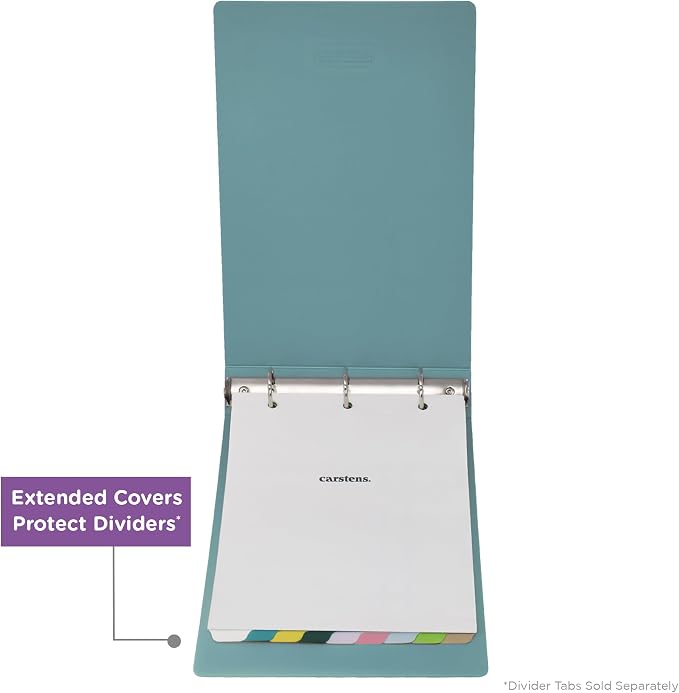 Carstens 3-Inch Heavy Duty 3-Ring Binder - Top Opening, Powder Blue, Durable Plastic, No-Gap Rings, Waterproof Cover, No Pockets, Holds 400 Letter Sheets, BPA-Free, Made in USA (1754-3R), Case of 12