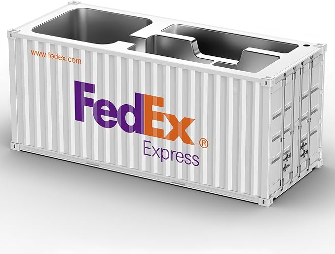 Desk Organizer, Pen Pencil Holder, Business Name Cards Holder, Shipping Container Model Storage Box, Secret Storage Box with Multiple Compartments Office Supplies Multi-function (FedEx)