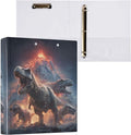 T. Rex Volcano and Dinosaur Binder 3 Ring 1.5 Inch Binder with Clipboard&Pockets, Hardcover Binders Heavy Duty Large File Folder for Office School Supplies - Holds 200 Sheets
