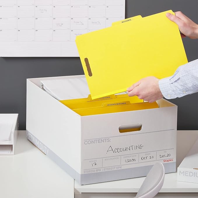 Staples Medium Duty File Box, Lift-Off Lid, Legal, 12/Carton