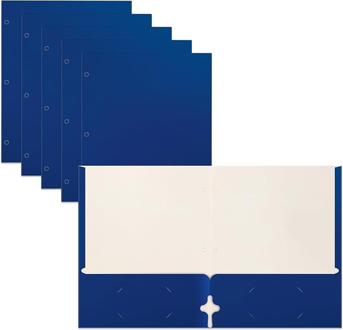 Better Office Products Blue Folders with Pockets, 50 Pack Letter Size Two Pocket Portfolio Folders, Durable Paper Folders for School Classroom Office Organization, Standard Letter Size Blue Folders