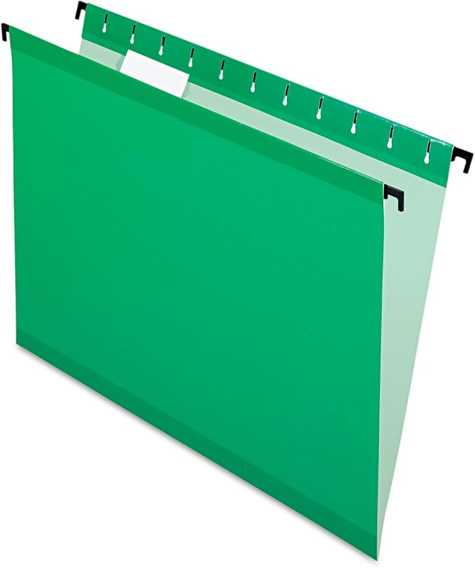 Pendaflex SureHook Reinforced Hanging Folders, Letter Size, Bright Green, 1/5 Cut, 20/BX (6152 1/5 BGR)