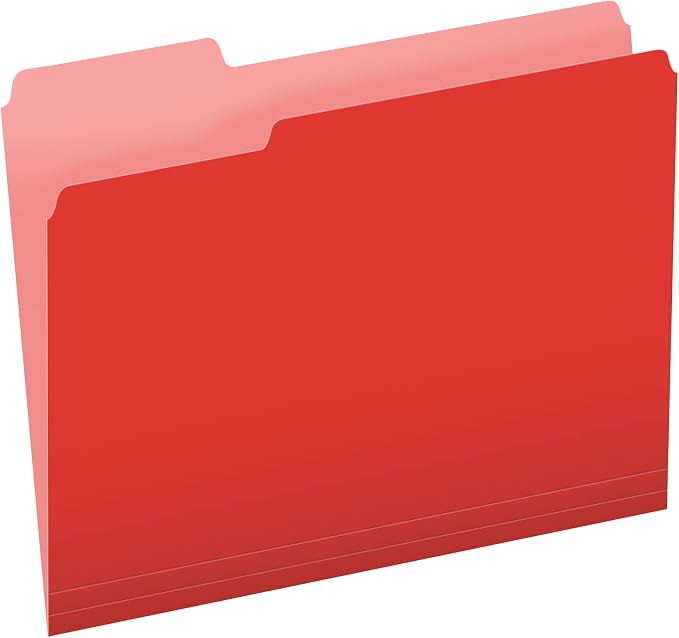 Pendaflex Two-Tone Color File Folders, Letter Size, Red, 1/3 Cut, 100 per box (152 1/3 RED)