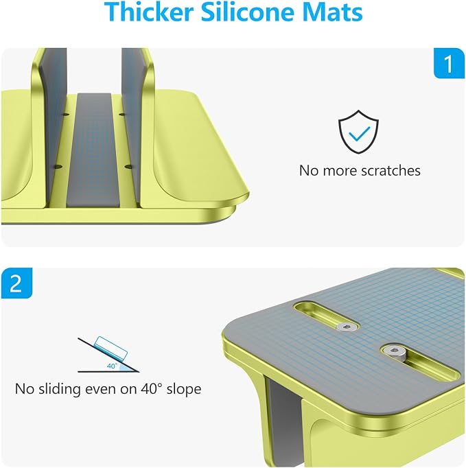 OMOTON Vertical Laptop Stand Holder, Adjustable Dock for MacBook, Citron | Aluminum Stand for MacBook Stand, Fits Chromebook & Gaming Laptops up to 17.3 in, Office Desk Organization, Space-Saving