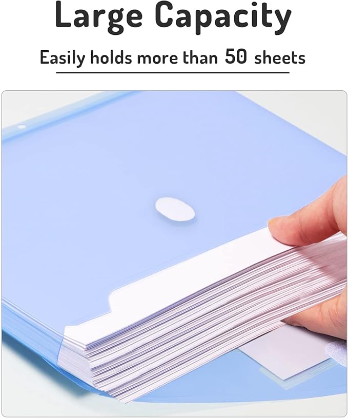 Forvencer Binder Pocket, 24 Pack Super Heavyweight Poly Binder Pocket with Tight Closure, Binder Folders Side Loading, 3 Ring Binder Pocket, Binder Dividers with Pockets, Letter Size, Assorted Colors