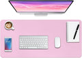 Boutilon Leather Desk Pad Protector,Non-Slip Mouse Pad,Laptop Desk Pad,Office Mouse Mat,Waterproof Leather Desk Blotter,Desk Writing Pad for Office and Home (S-Baby Pink,24"x 14")
