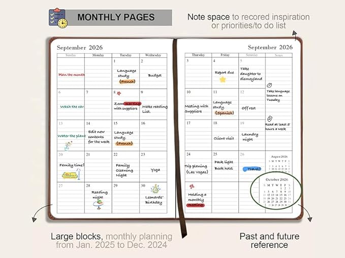 Benkaim Academic Daily Planner 2026-2027 One Page A Day (8.5"x5.8"), Calendar Book with Hourly Schedule, Appointment Book July 2026 to June 2027 Hard Cover (Grey)