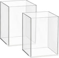Mototo 2 Pieces Clear Acrylic Pen Holder & Pencil Cup Clear Makeup Bush Holder Acrylic Desktop Stationery Organizer for Office School Home Desk Accessories - 2 Pack, Square