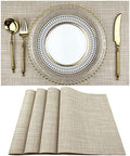 WAZAIGUR Placemats Crisscross Woven Vinyl Place Mats Set of 4 Beige