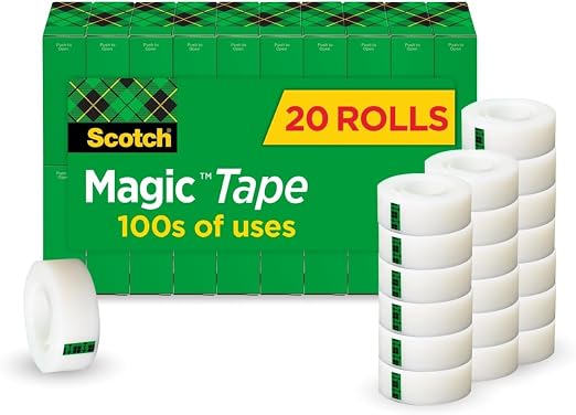 Scotch Magic Tape, Invisible, Home Office Supplies and Back to School Supplies for College and Classrooms, 20 Rolls (Pack of 6)