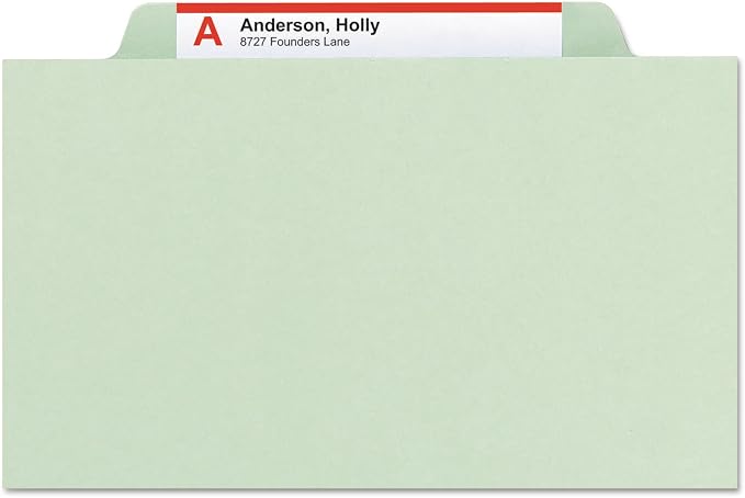 Smead Pressboard Classification File Folder with SafeSHIELD Fasteners, 2 Dividers, 2" Expansion, Letter Size, Gray/Green, 10 per Box (14076)