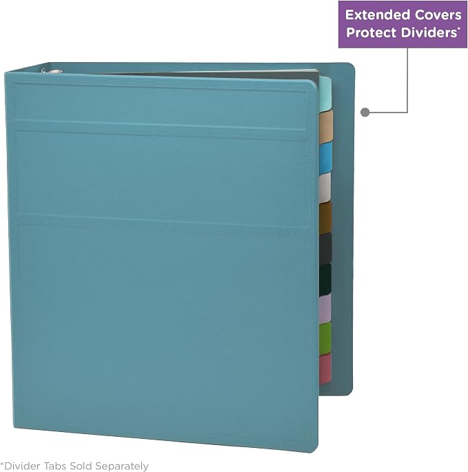 Carstens 3-Inch Heavy Duty 3-Ring Binder - Side Opening, Powder Blue, Durable Plastic, Precision No-Gap Rings, Waterproof Cover, No Pockets, Holds 400 US Letter Sheets, BPA-Free, Made in USA (1744-3R)