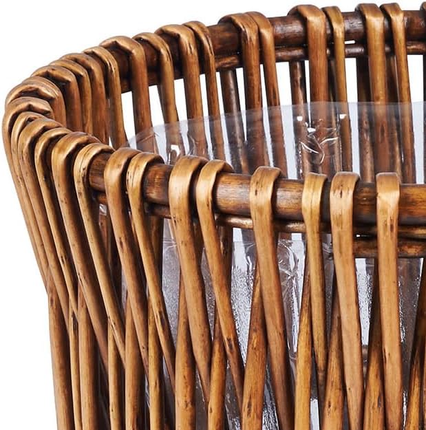 Household Essentials Small Reed Willow Waste Basket, Handwoven Basket with Removable Liner, Attractive Alternative to Plastic or Metal Cans, Brown