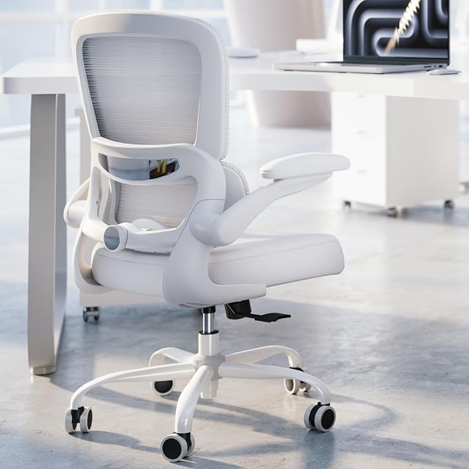 TRALT Office Chair - Ergonomic Desk Chair with Adjustable Lumbar Support, Mesh Computer Chair, Executive Chair for Home Office Comfortable Lumbar Support (1, White White)