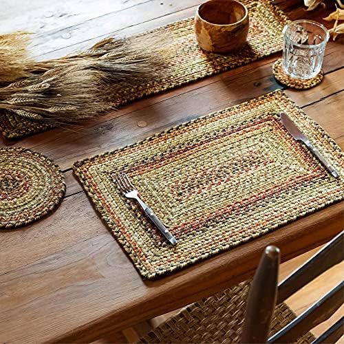 Homespice Kingston Braided Placemats for Country Decor, Round 15" Set of 6