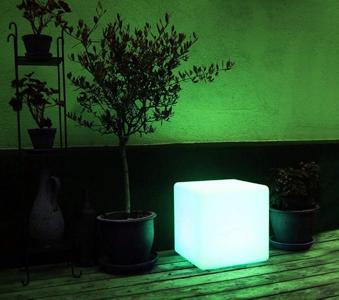 Mr.Go 12-Inch LED Light Cube Stool, RGB Glowing Mood Night Light w/Remote | 16 RGB Color Changing, Multi-use Cube Seat & Side Table, IP65 Waterproof, 8-48H Runtime, for Bedroom Living Room Party Decor