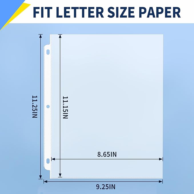 SUNEE Sheet Protectors 200 Packs for 3 Ring Binder, PVC-Free Clear Page Protectors 8.5x11 Inches Plastic Cover for Paper, Documents, Photos, Top Loading Binder Sleeves Letter Size
