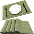 WAZAIGUR Placemats Crisscross Woven Vinyl Place Mats Set of 4 Green&Yellow