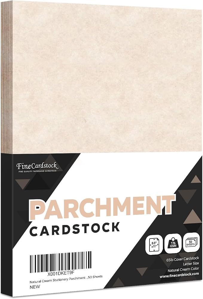 Natural Cream Stationery Parchment Recycled Paper | 65Lb Cover Cardstock | 8.5” x 11” Inches | 50 Sheets Per Pack