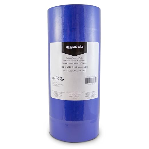 Amazon Basics Blue Painters Tape, Protects Surfaces, Removes Easily, No Residue, 1.88" x 60-Yard, 6 Rolls