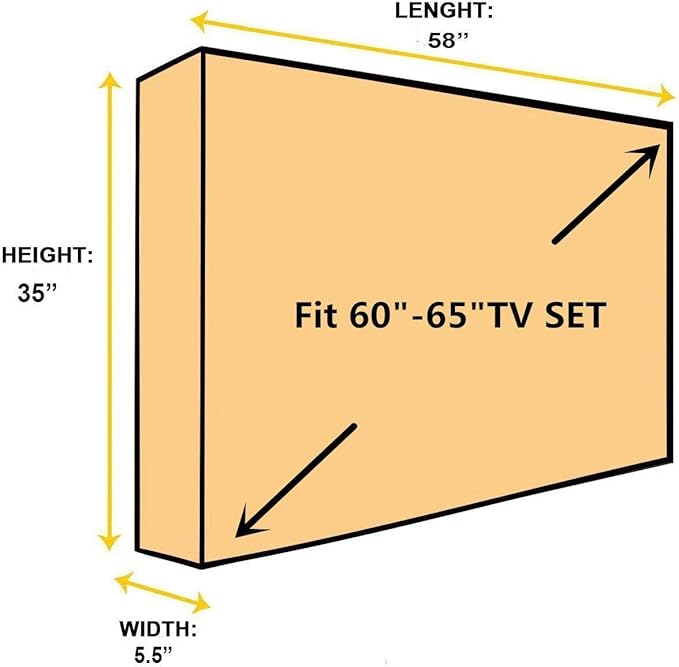 BroilPro Accessories Outdoor 60"-65" TV Set Cover,Scratch Resistant Liner Protect LED Screen Best-Compatible with Standard Mounts and Stands (Gray)
