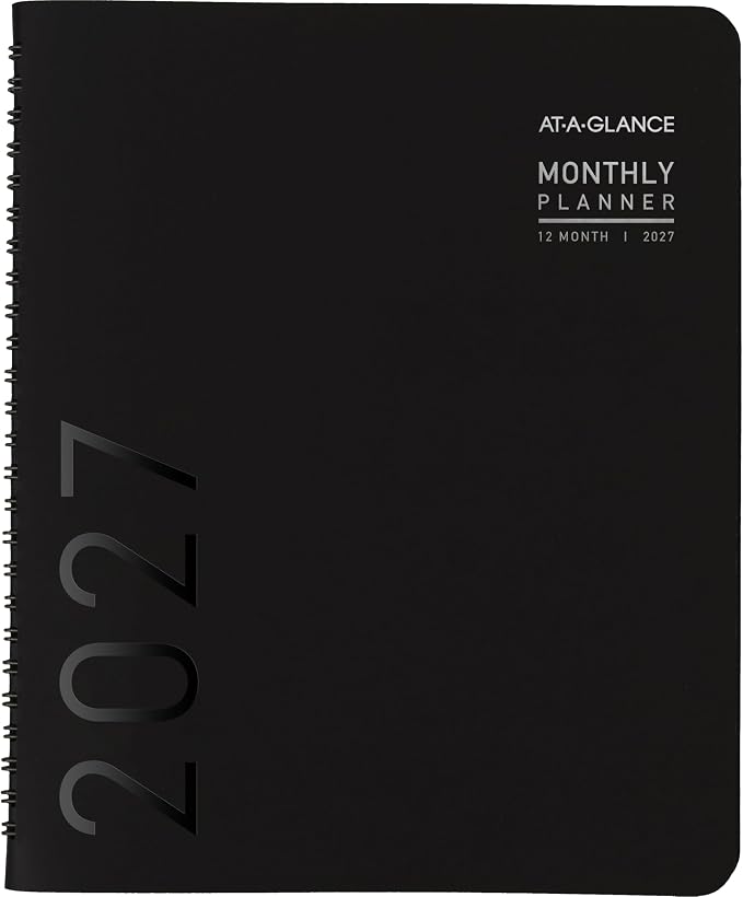 AT-A-GLANCE 2027 Planner, Monthly, 7" x 8.75", Contemporary, Black (70120X0527)