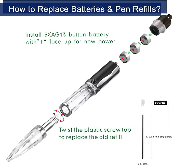 Penyeah Light Up Pen, Black Led Pens With Light for Writing in Dark Places, 0.7mm, Black Ink Ballpoint Pens For School/Camping/Events - White/Red/Green/Blue (Pack of 4)