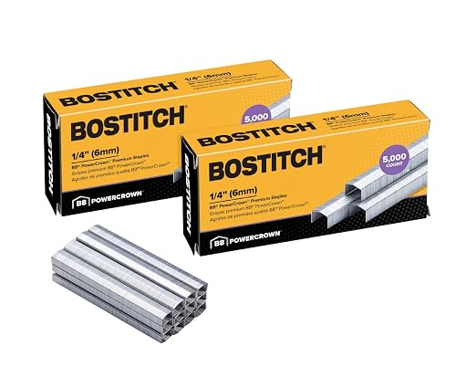 Bostitch Office B8 PowerCrown 0.25 Inch Staples, Pack of 10,000 Staples (STCRP21151/4-2), Silver