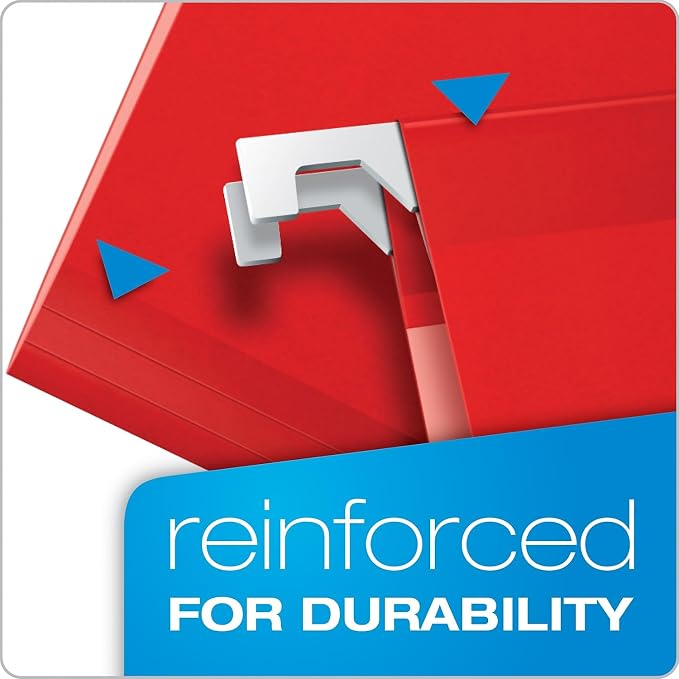 Pendaflex PFX42623 Ready-Tab Reinforced Hanging File Folders, Letter Size, Red, 5 Tab, 25/BX (42623)