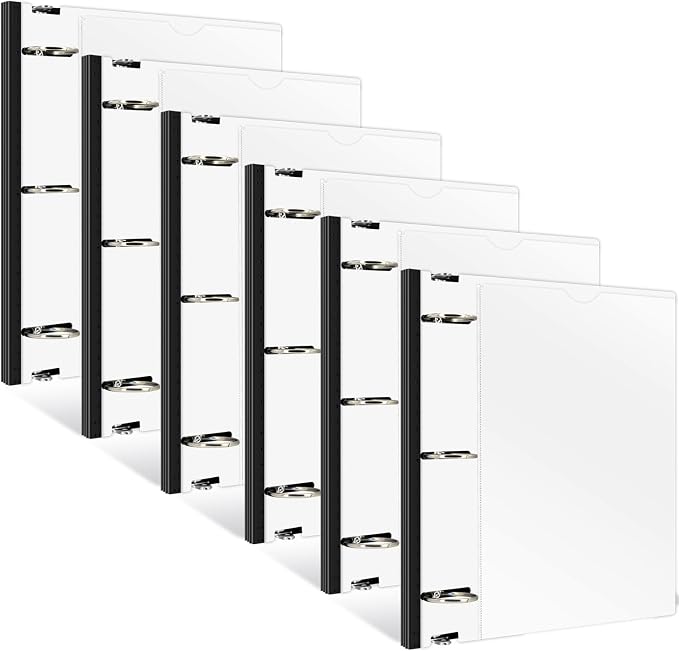 INFUN 1.5 Inch Telescoping 3 Ring Binder - 6PCS, Flexible Round Binder with Customizable Front Cover and Clear Catalog Pocket, 1.5Inch Rings, White – Perfect for School, Office & Home