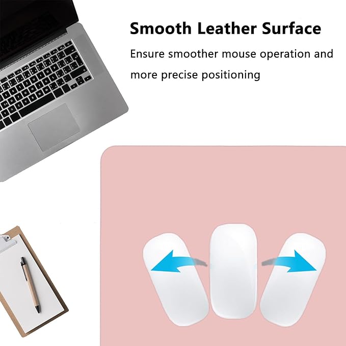 PU Leather Desk Pad Protector Gaming Mouse Pad Non Slip Desk Mat for Keyboard and Mouse Waterproof Desk Writing Pad for Office and Home Desk Accessories(Pink, 31.5 * 15.7)