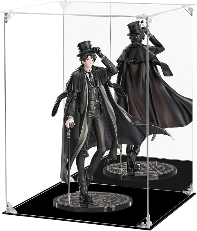 Acrylic Display Case Clear Action Figure Display Case with Mirrored Back, Dustproof Storage Display Box Alternative Glass Case for Collectibles Figures Models Doll Toys (12x12x15.7 inch, 30x30x40cm)